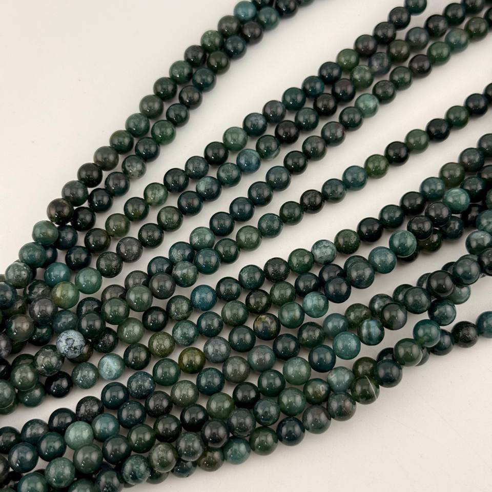 Агат Моховой размер 6мм 8мм 10мм натуральный камень